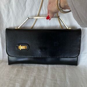 Vintage Elegant Black Leather Clutch